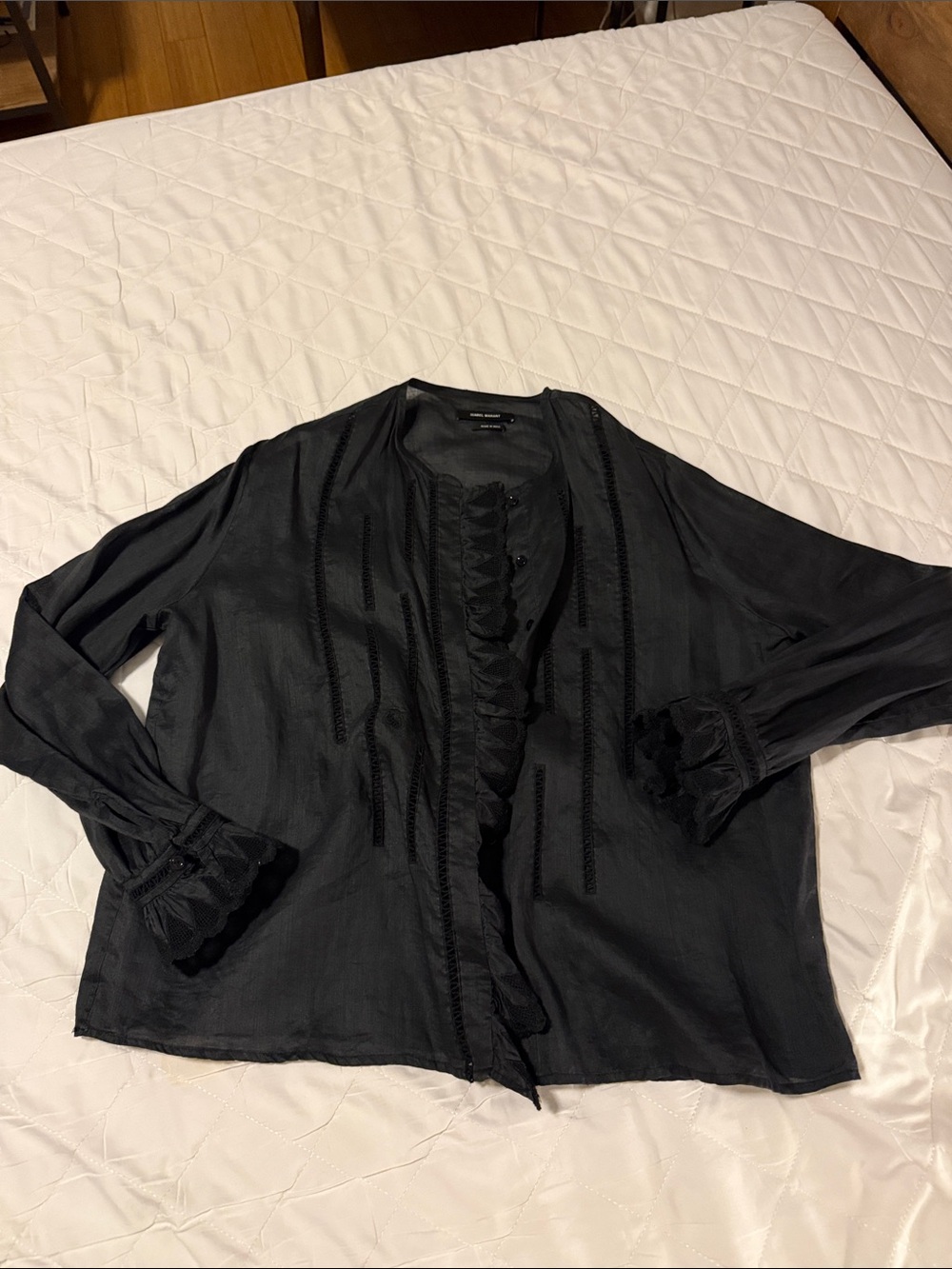 Isabel Marant Black Ruffled Open-Front blouse